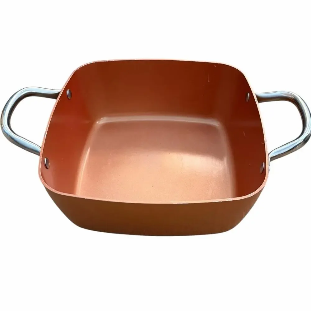 Copper Chef 9.5 Square Pot Lid Fry Basket Burger Press  Silicone Trivet Nonstick